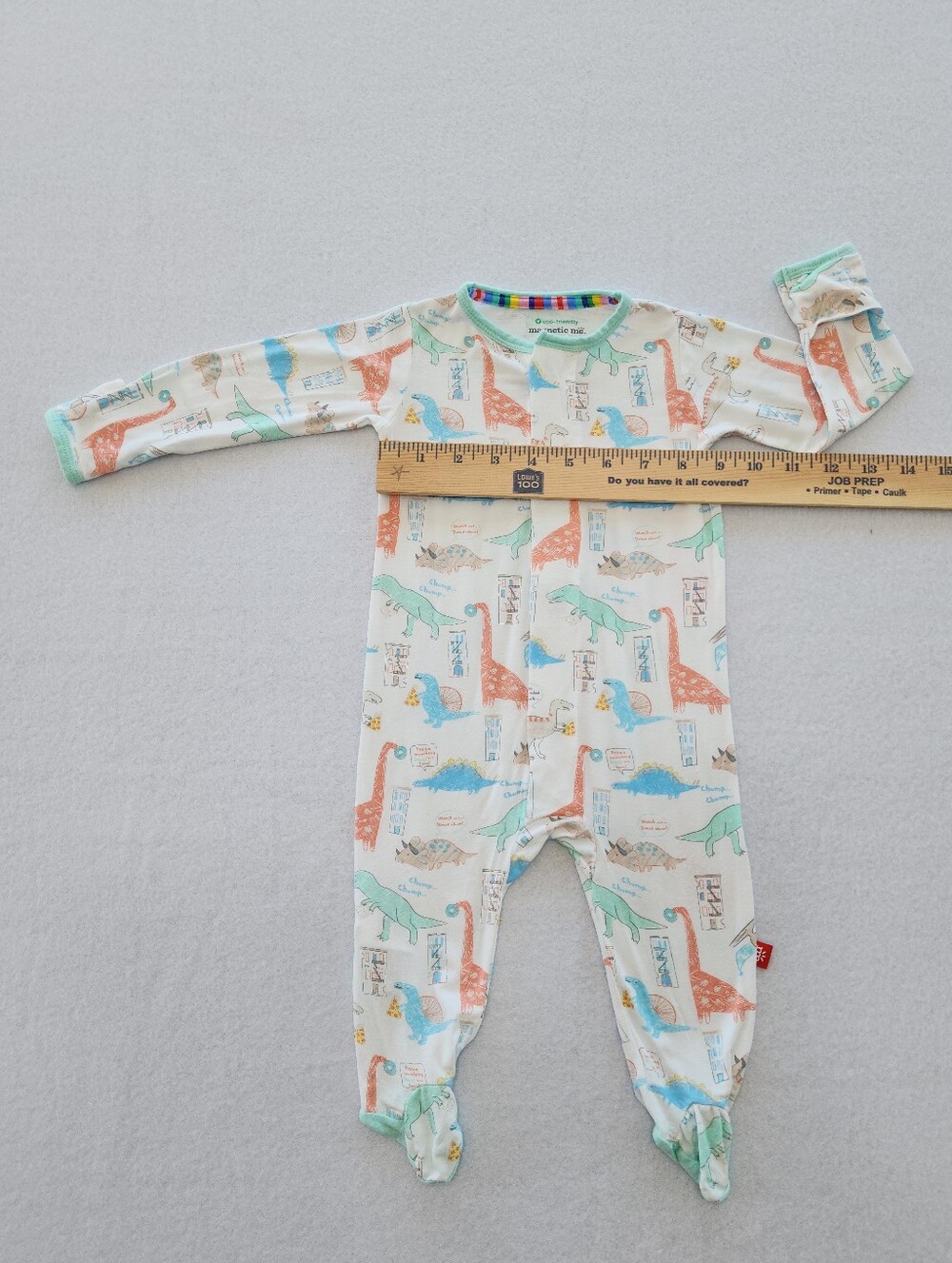 Magnetic Me Dino Print Magnetic Footie Sleeper 3-6 Months Modal Pajamas - Picture 3 of 9